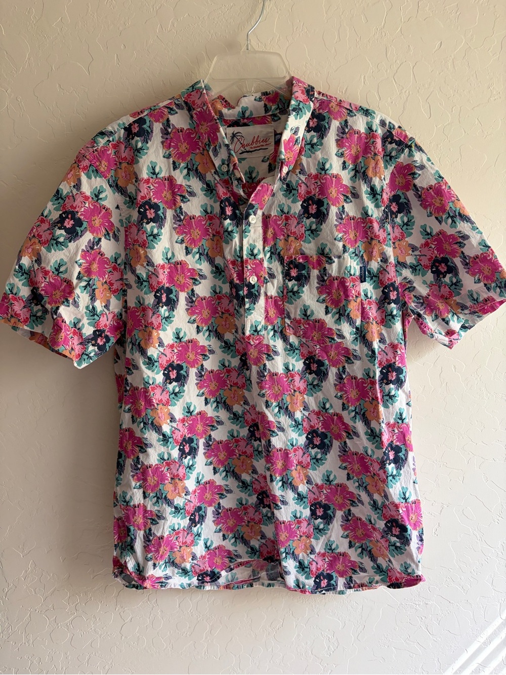 chubbies Pink Floral Short-Sleeve Button-Down Shirt